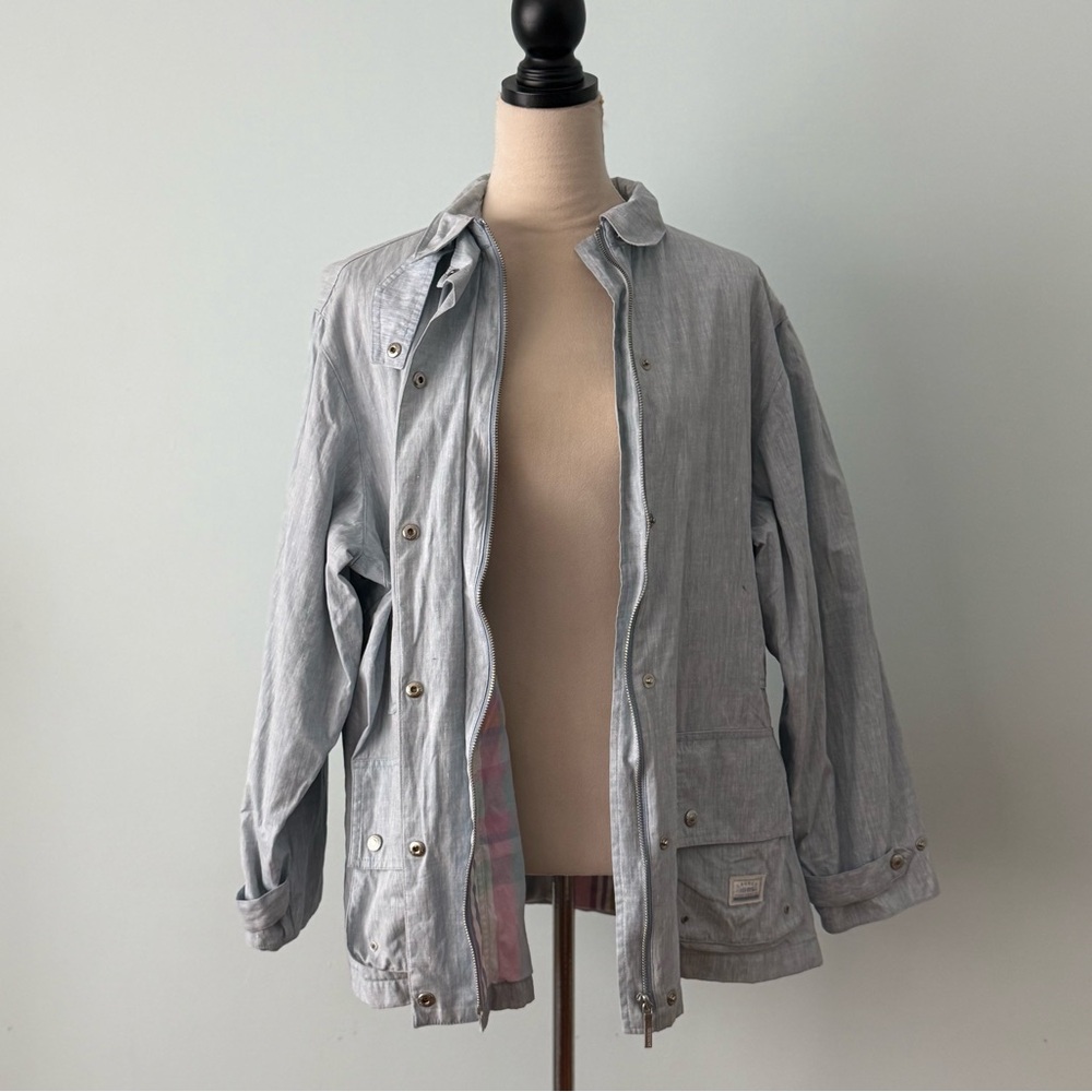 🌊 Vintage LRL Lauren Ralph Lauren Coated Linen Jacket Large Marine Supply Co